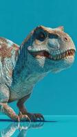 Realistic dinosaur model stands out against blue background showcasing intricate details and captivating features photo