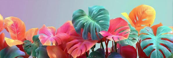 Colorful tropical plant leaves create a vibrant backdrop in a modern setting during daylight hours photo