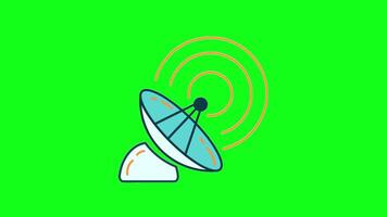 Animated Satellite connection network on green screen background video