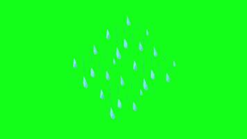 Animated raindrops on green screen background video