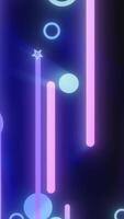 Glowing neon circles and vertical lines in blue and pink tones float on a dark background with light flares video