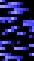 A digital grid of glowing blue squares forms an abstract, pixel-style futuristic background video