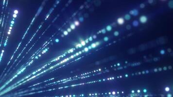 Blue-toned glowing data streams flow diagonally across the frame, giving a sense of speed and digital communication video