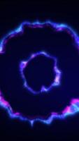 A circular ring of electric blue plasma pulses on a dark background in a sci-fi energy effect video