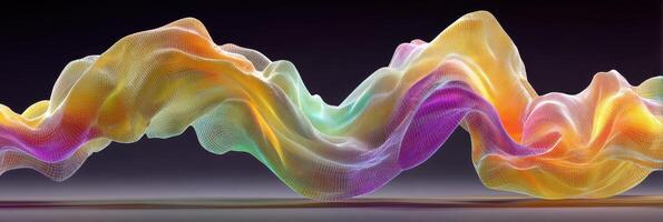 Abstract flowing digital fabric in vibrant colors against a dark background creating a dynamic visual experience photo