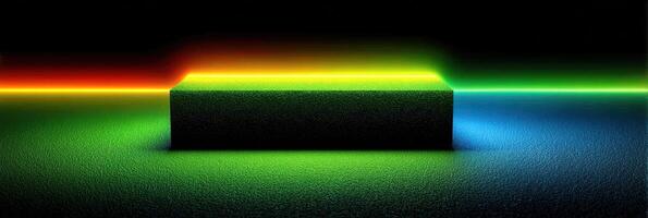 Colorful light displays create vibrant reflections on a dark surface in a captivating artistic composition photo