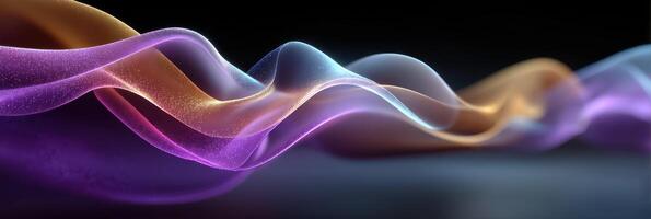 Colorful and flowing abstract design with soft waves in shades of purple, blue, and orange against a dark backdrop photo
