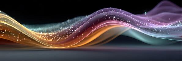 Colorful flowing wave pattern with sparkling lights and smooth textures creating an abstract visual experience in a dark background photo