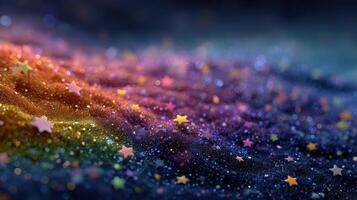 Shimmering stars scattered across a cosmic landscape during a magical twilight hour photo