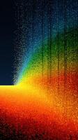 Vibrant digital art depicting a colorful wave of light cascading from darkness into bright hues at twilight photo