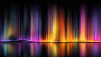 Colorful light display with vibrant hues illuminating a dark background during an evening event photo