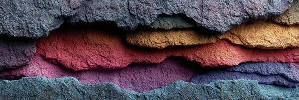 Vibrant layered textures of colorful rock formations showcasing natural artistry and geological wonders photo