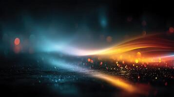 Colorful light trails and bokeh effects create a mesmerizing abstract background at twilight photo