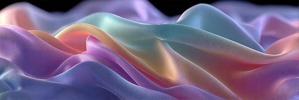Colorful silk fabric waves create a gentle, flowing abstract display, capturing light and texture in an artistic composition photo