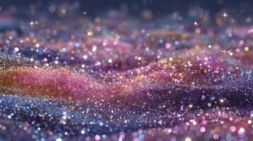 Colorful shimmering textures create a captivating atmosphere resembling a magical landscape of dust and sparkles photo