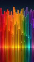 Colorful 3D wave pattern with vibrant hues reflecting on a smooth surface during nighttime photo