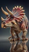 Dinosaur sculpture in a realistic style showcasing intricate details of skin texture and color variations photo