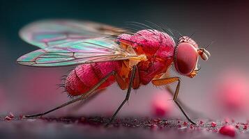 Close-up view of a vibrant insect on a colorful surface in a natural environment during daylight hours photo
