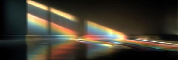 Light casting colorful reflections across a dark room in the late afternoon photo