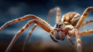 Close-up view of a spider exhibiting detailed features in a natural habitat during daylight photo