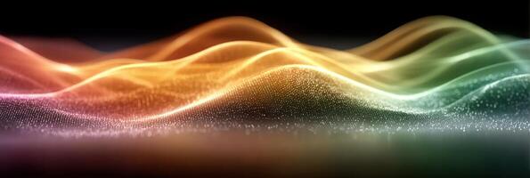 Waves of light create a mesmerizing display in a digital landscape of vibrant colors photo