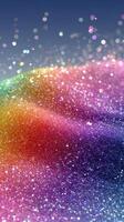 Colorful glitter texture displays shimmering hues in a vibrant pattern across the surface during bright lighting photo