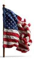 American flag waving in the wind, showcasing its vibrant colors and distinct design, symbolizing freedom and patriotism photo