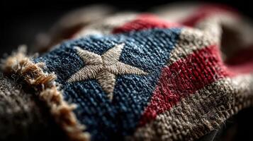 Woven flag patch showcasing detailed stitching and texture, representing national pride and craftsmanship in fabric art photo