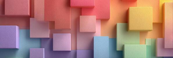 Abstract composition of colorful geometric shapes arranged on a patterned background photo