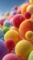 Colorful abstract spheres create a vibrant visual landscape of texture and depth in a close-up view photo