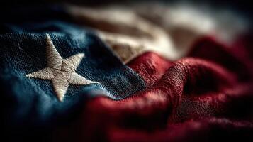 Texas flag waving softly in the breeze highlighting rich colors and textures of the fabric during daylight hours photo