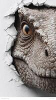 Lizard head breaking through wall, showcasing realistic textures and details in the urban environment photo
