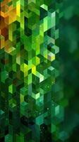 Colorful hexagonal pattern filled with green shades in an abstract design, creating a vibrant visual experience photo
