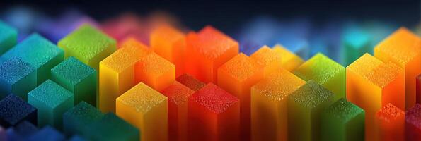 Colorful cubes creating a vibrant abstract pattern in a digital landscape filled with light and depth photo