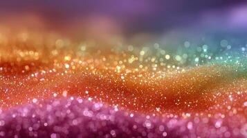 Colorful glitter waves create a vibrant, sparkling background in rainbow hues capturing the essence of celebration and joy photo