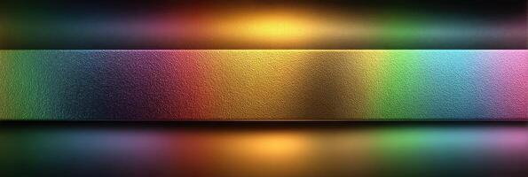Colorful light reflections on a textured surface create a vibrant and mesmerizing abstract display in a dimly lit space photo