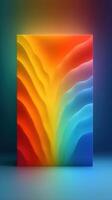 Colorful abstract wall art featuring flowing waves in vibrant gradients displayed in a modern gallery photo