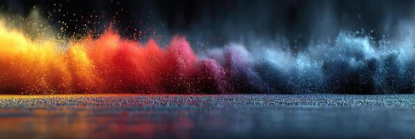 Colorful dust cloud disperses in vibrant hues during a creative display photo