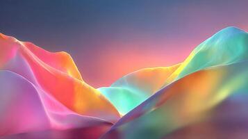 Colorful abstract landscape with soft curves and vibrant hues during sunset photo