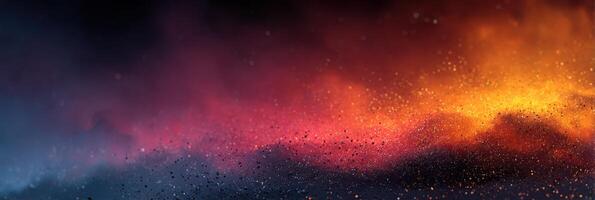 Colorful blend of abstract light and smoke patterns in vibrant hues during a sunset photo