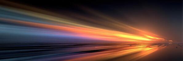Vivid sunset colors reflecting on water create a tranquil atmosphere during evening hours at a lakeside location photo