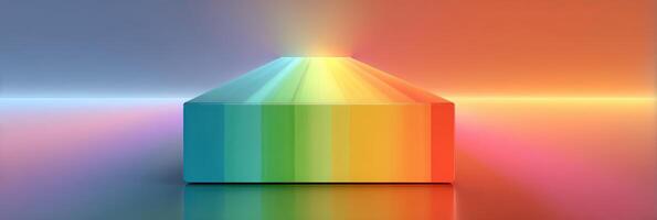 Colorful prism emitting light rays in various hues creates a captivating visual display in a serene environment photo