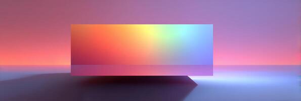 Gradient background with soft colors and glowing light creates a serene atmosphere in a minimalistic space photo