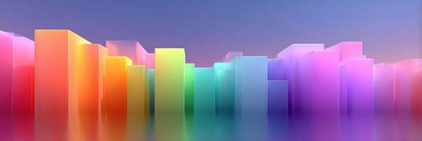 Vibrant abstract cityscape at dusk with colorful geometric shapes in a stunning gradient photo