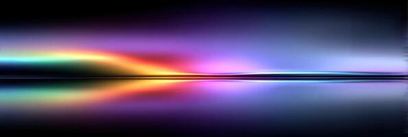Vibrant wave of colors reflecting in a tranquil surface at night creating a mesmerizing visual effect photo