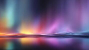Colorful auroras illuminate the night sky over a tranquil lake reflecting vibrant lights photo