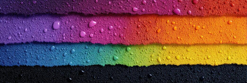 Vibrant layers of colored texture with droplets reflecting light in a creative display of colors photo
