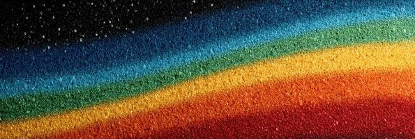 Colorful sand art showing a vibrant rainbow gradient with fine texture and starry background photo