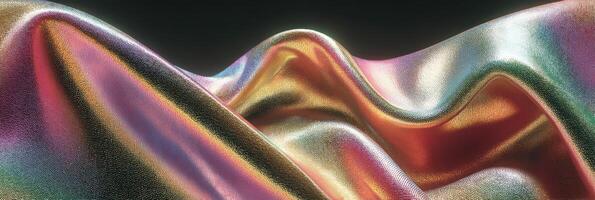 Colorful satin fabric draped elegantly against a dark background showcasing soft waves and shimmering textures photo