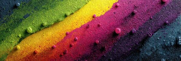 Vibrant display of colorful powdered pigments on a surface during a creative art project photo